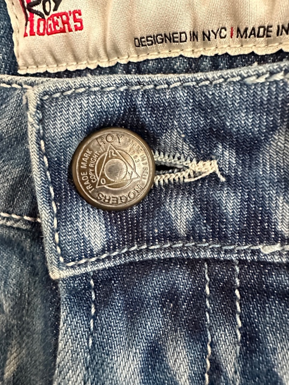 Roy Rogers Blue Denim Jeans with Metal Logo Button - Picture 5 of 8
